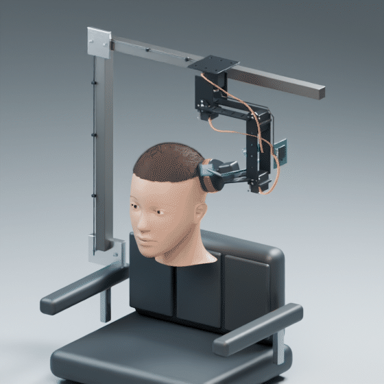 Looping illustration of the NeoShave prototype with two proposed cameras: a continuous full rotation of the box haircut setup